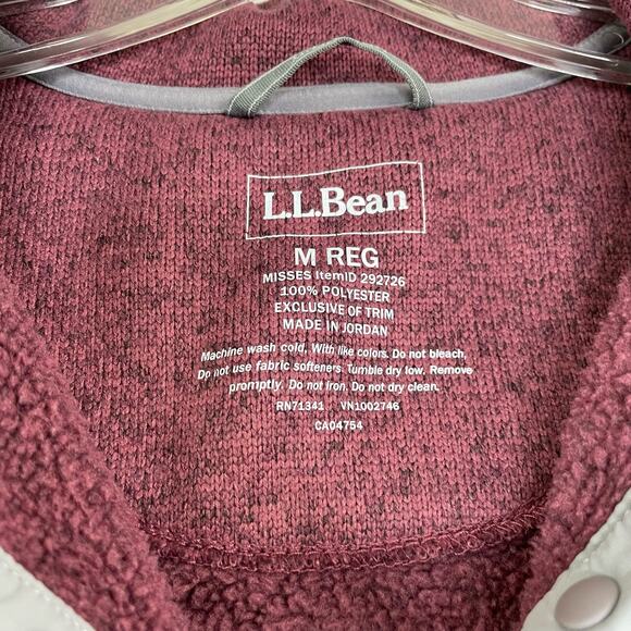 L.L. Bean Maroon Quarter Snap Pullover Sweater Misses Medium Reg - Picture 4 of 10